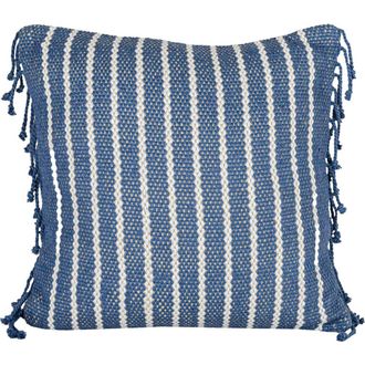 Foreside Home And Garden Handwoven Blue Striped Filled Throw Pillow, 20 x 20 at Nordstrom, Size Medium