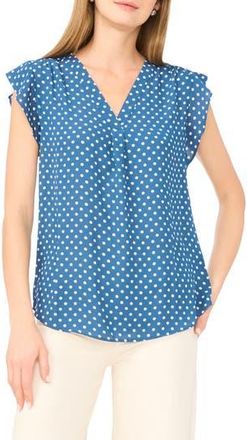 Vince Camuto Flutter Sleeve Top in Denim White at Nordstrom Rack, Size X-Large