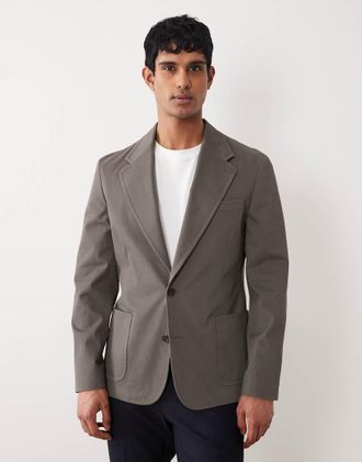 Asos Blazer extra largo in twill di cotone verde oliva
