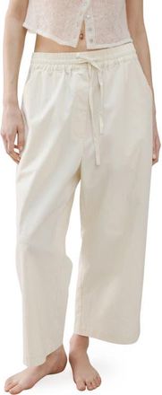 Mango Pull-On Wide Leg Cotton Pajama Pants in Ivory White at Nordstrom, Size Medium