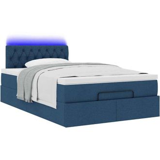 vidaXL Cama Otomana Con Colch&oacute;n Y Luces Led Azul 120x200 Cm Tela Vidaxl