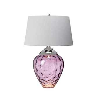 Netlighting Samara Table Lamp Metal Work Polished Nickel Glassware Plum in Grey