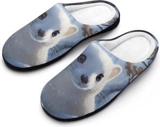 Generic Ermines in Winter Snowy Slippers Men Winter Warm Cotton Anti-Slip Indoor Slip-Ons House Shoes