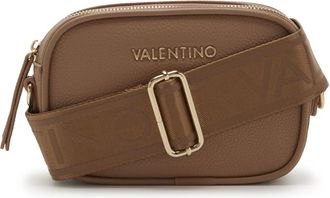 Mario Valentino Tassen, Dames, Beige, ONE Size, Zwarte Faux Leren Crossbody Tas