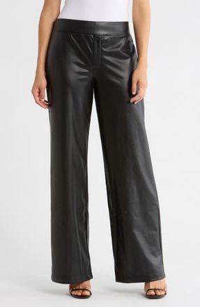 Sanctuary Faux Leather Wide Leg Pants in Black at Nordstrom Rack, Size Medium