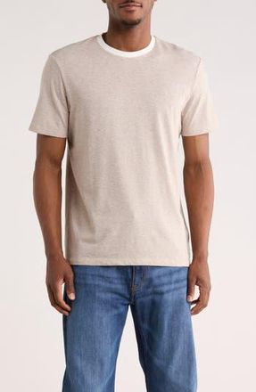 Calvin Klein Classic Fit Heathered Feeder Stripe T-Shirt in White Pepper at Nordstrom Rack, Size Xx-Large