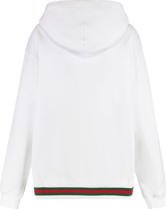 Gucci Womens Full Zip Cotton Hoodie White Sweatshirts Sweater
