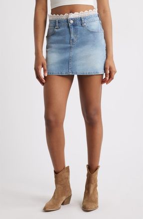 PTCL Lina Denim Miniskirt in Light Wash at Nordstrom, Size X-Large