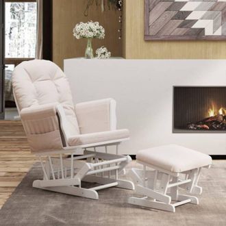 vidaXL Vidaxl - Poltrona Glider con Sgabello Rosa Chiaro in Tessuto
