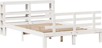 vidaXL Vidaxl - Bed Frame with Headboard without Mattress White 120x190 cm Small Double