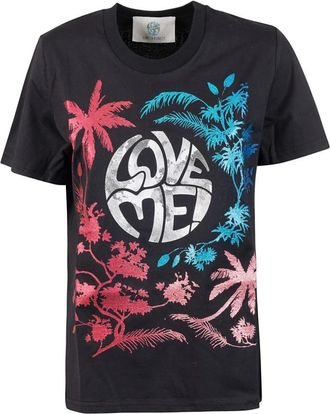 Alberta Ferretti Katoenen T-shirt met 555C design - Dames - T-shirts - Zwart - S - Katoen - Tops