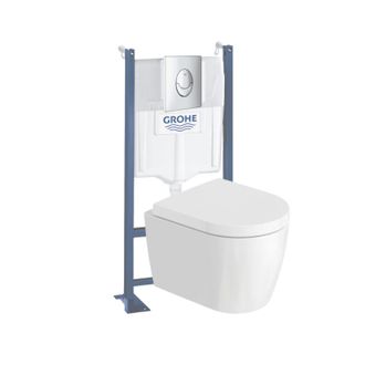 Duravit Pack Inodoro Suspendido Compacto Sin Borde Duravit Me By Starck + Estructura Soporte Grohe Rapid Sl Project + Asiento + Placa Cromada