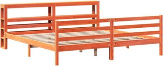 vidaXL Vidaxl - Cama Sin Colch&oacute;n Madera Maciza De Pino Marr&oacute;n Cera 200x200 Cm