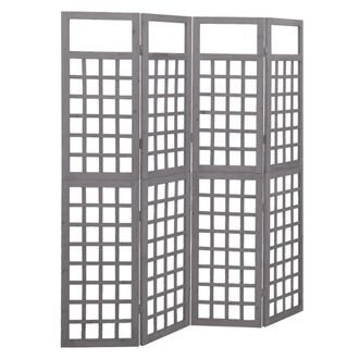 vidaXL Vidaxl - Biombo/enrejado De 4 Paneles Madera De Abeto Gris 161x180 Cm