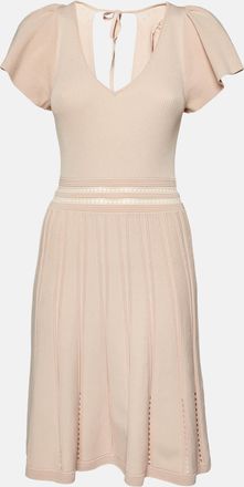 Sandro Pink Rib Knit Fit And Flare Mini Dress