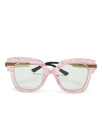Gucci Zonnebril met vierkant montuur en glitter - Roze