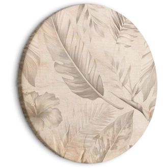 OEM Pintura Redonda - Una Multitud De Hojas Y Flores Ex&oacute;ticas - Una Sutil Composici&oacute;n De Especies De Plantas Tropicales En Tonos Sepia/tropical En Sepia