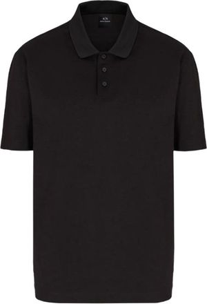 A|X Armani Exchange Tops, Heren, Zwart, XS, Katoen, Zwarte katoenen poloshirt met borduurwerk