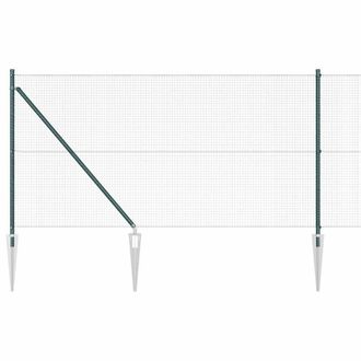 Berkfield Home Fence Post Set Set of 2 Green Steel, PVC coating 10 x 1 m