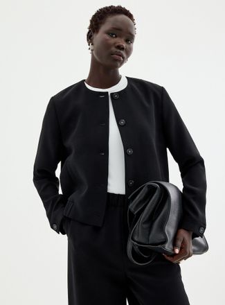 Contemporaine Womens Textured crepe dress bomber jacket