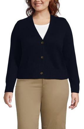 Lands End Plus Size Drifter Vneck Dress Cardigan Sweater in Radiant Navy at Nordstrom, Size 1X