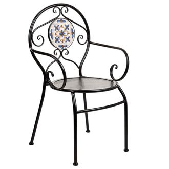 Wanderlust Deco Sill&oacute;n de mosaico y forja negro 58x54x88
