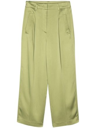 Luisa Cerano crepe pleated straight trousers - Green