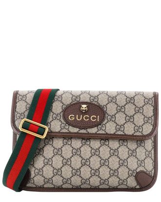 Gucci Brown Gg Coated Canvas Neo Vintage Flap Belt Bag (Authentic Pre-Loved)