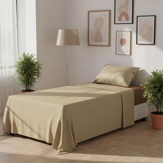 KASANOVA Completo letto singolo bicolor beige chiaro scuro