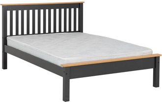 Seconique Seconique - Monaco 4 Feet 6 Inches Bed Low Foot End - L204 x W148 x H102.5 cm - Grey/Oak Effect