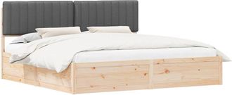 vidaXL Estructura De Cama Con Cabecera Tapizada Gris Oscuro Vidaxl