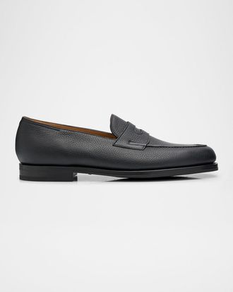 John Lobb Men & apos;s Lopez Soft Grained Leather Penny Loafers