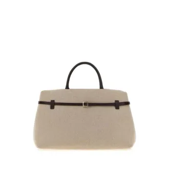 Manu Atelier Cappuccino Canvas Le Cambon 40 Shopping Bag Beigebitterbrown Borse A Mano