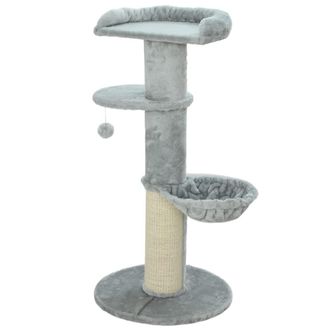 Urban Meuble Rascador para gatos de 103,5 cm con plataformas y juguete - Gris