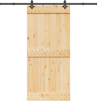 vidaXL Vidaxl - Puerta Corredera Con Herrajes Madera Maciza De Pino 95x210 Cm