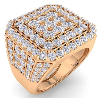 Pompeii3 5Ct TW Mens Round Diamond Pave Ring Gold Lab Grown