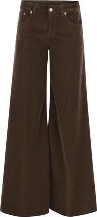 Dondup Marlen Wide-Leg Broek - Dames - Wijde Broeken - Bruin - W28 - Katoen - Broeken
