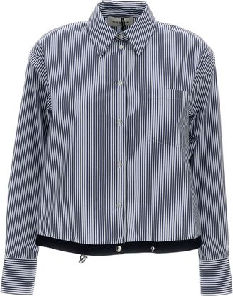 True Royal Cropped Shirt with Vertical Blue