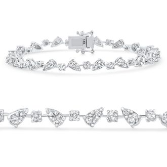 Pompeii3 3.43Ct 14k White Gold Natural Real Diamond Pear Frame Tennis Bracelet 7 Womens
