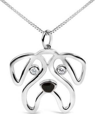 House of Brilliance Silver Diamond Accent Pug Dog Pendant Necklace in White at Nordstrom