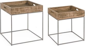 BIZZOTTO Bizzotto - Conjunto De 2 Mesas De Centro De Madera De Estilo Industrial