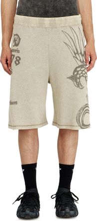 Diesel Mesh cotton sweatshorts with prints - Shorts - Man - Beige