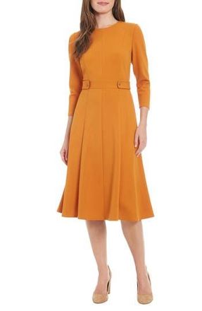 London Times Seamed Midi Dress in Honey at Nordstrom Rack, Size 10