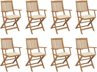 vidaXL Vidaxl - Sillas De Jard&iacute;n Plegables 8 Uds Y Cojines Madera Maciza Acacia