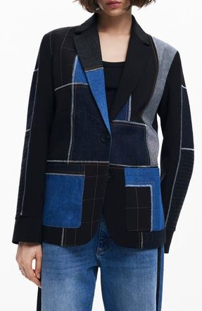 Desigual Cordoba Mixed Media Patchwork Jacket in Black at Nordstrom, Size X-Small