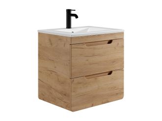 Vente-Unique Mueble de ba&ntilde;o suspendido con lavabo empotrable - Color natural - 60 cm - ARUBA