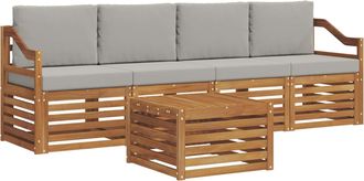 vidaXL Conjunto De Sof&aacute;s De Exterior 5 Uds. Gris Natural Y Claro Vidaxl