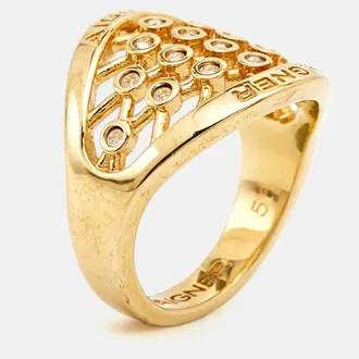Aigner Crystals Gold Tone Ring