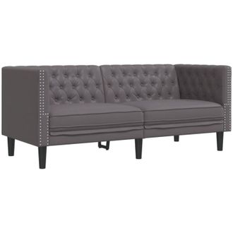 vidaXL Sof&aacute; Chesterfield De 2 Plazas Cuero Artificial Gris Vidaxl