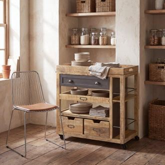 Maisons du monde Isla de cocina con ruedas de madera de mango
